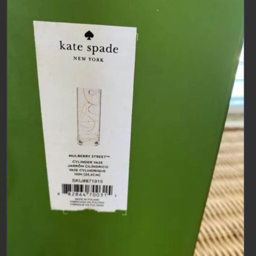 Kate Spade Mulberry Street Vase clear gold ribbon nwt - Picture 5 of 5